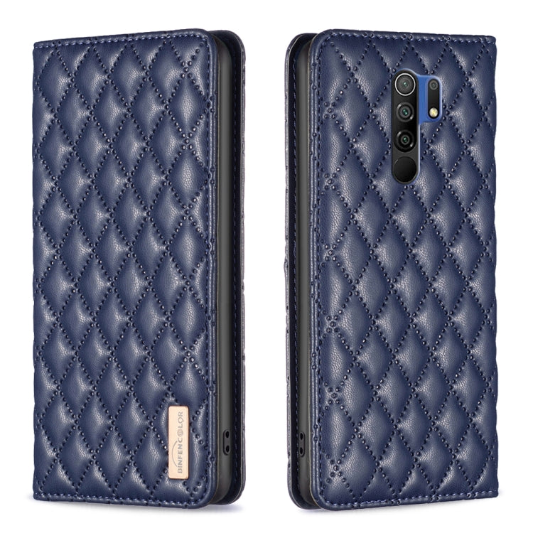 For Xiaomi Redmi 9 Diamond Lattice Magnetic Leather Flip Phone Case