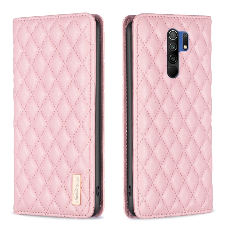 For Xiaomi Redmi 9 Diamond Lattice Magnetic Leather Flip Phone Case