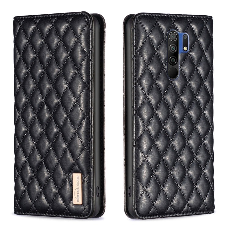 For Xiaomi Redmi 9 Diamond Lattice Magnetic Leather Flip Phone Case