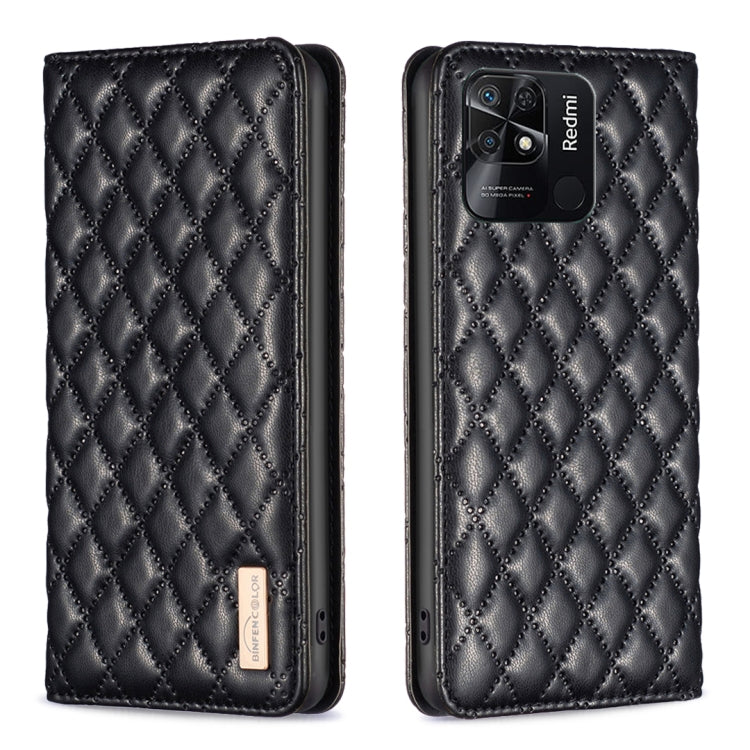 For Xiaomi Redmi 10C Diamond Lattice Magnetic Leather Flip Phone Case