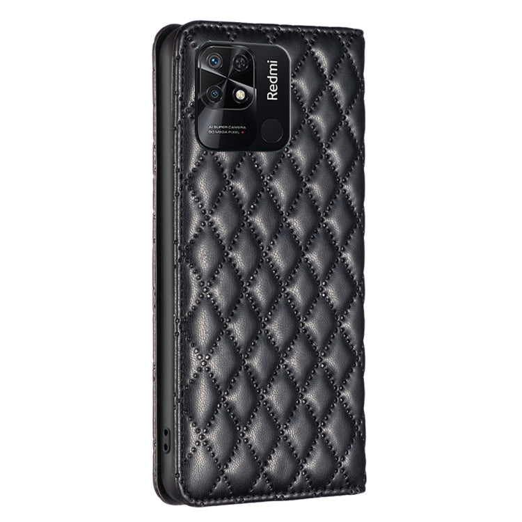For Xiaomi Redmi 10C Diamond Lattice Magnetic Leather Flip Phone Case