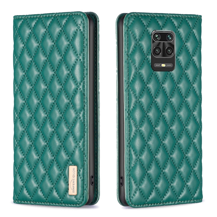 For Xiaomi Redmi Note 9 Pro Max Diamond Lattice Magnetic Leather Flip Phone Case