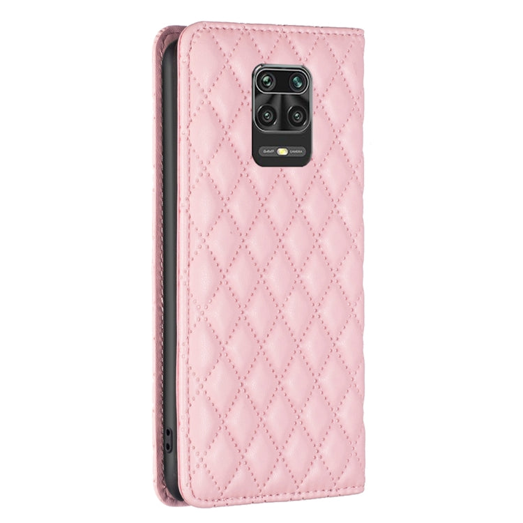 For Xiaomi Redmi Note 9 Pro Max Diamond Lattice Magnetic Leather Flip Phone Case
