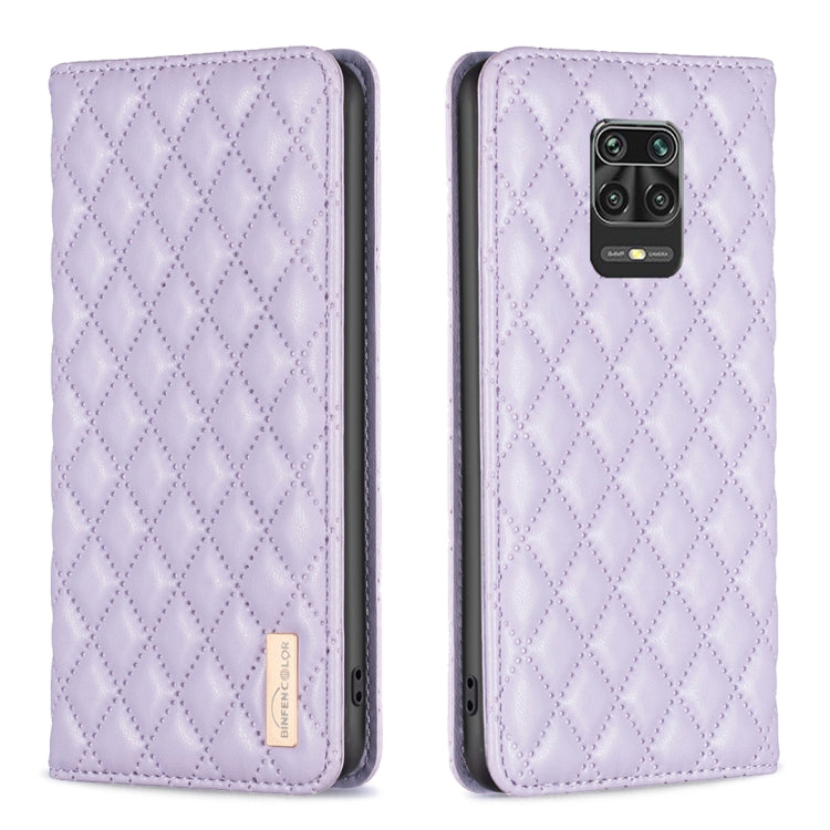 For Xiaomi Redmi Note 9 Pro Max Diamond Lattice Magnetic Leather Flip Phone Case