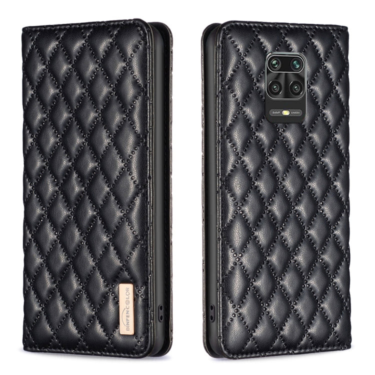 For Xiaomi Redmi Note 9 Pro Max Diamond Lattice Magnetic Leather Flip Phone Case