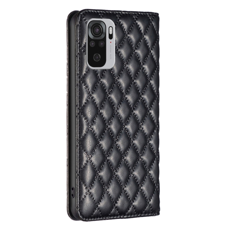 For Xiaomi Redmi Note 10 4G / 10S Diamond Lattice Magnetic Leather Flip Phone Case