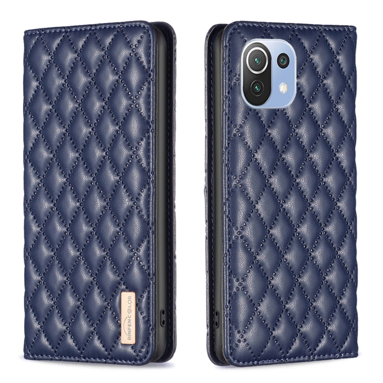 For Xiaomi Mi 11 Lite Diamond Lattice Magnetic Leather Flip Phone Case
