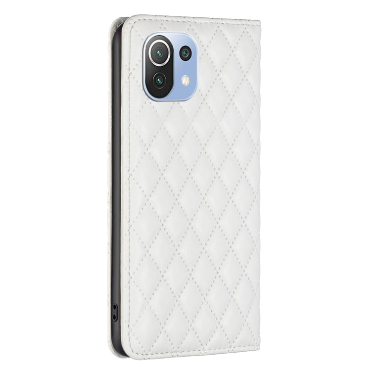 For Xiaomi Mi 11 Lite Diamond Lattice Magnetic Leather Flip Phone Case