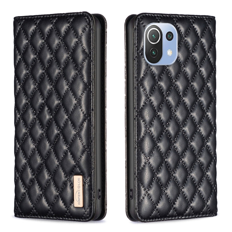 For Xiaomi Mi 11 Lite Diamond Lattice Magnetic Leather Flip Phone Case