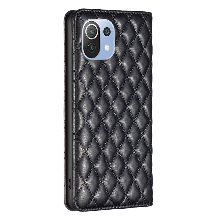 For Xiaomi Mi 11 Lite Diamond Lattice Magnetic Leather Flip Phone Case