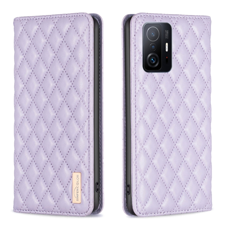 For Xiaomi 11T / 11T Pro Diamond Lattice Magnetic Leather Flip Phone Case