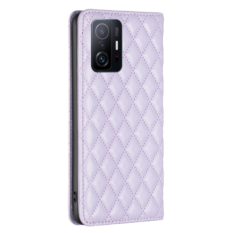 For Xiaomi 11T / 11T Pro Diamond Lattice Magnetic Leather Flip Phone Case