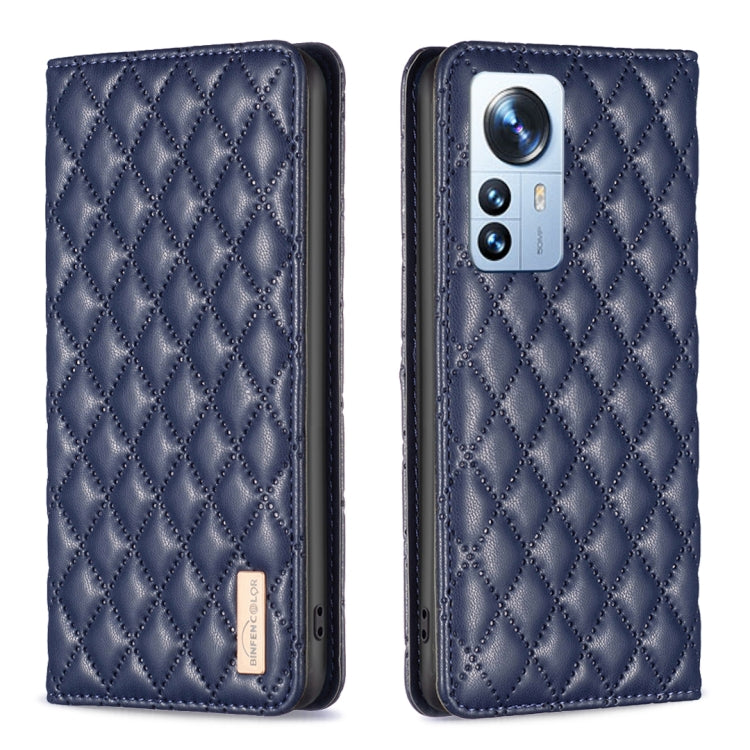 For Xiaomi 12 Pro Diamond Lattice Magnetic Leather Flip Phone Case