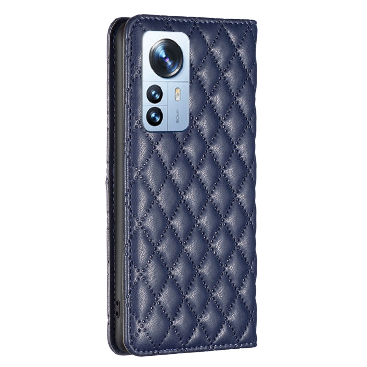 For Xiaomi 12 Pro Diamond Lattice Magnetic Leather Flip Phone Case