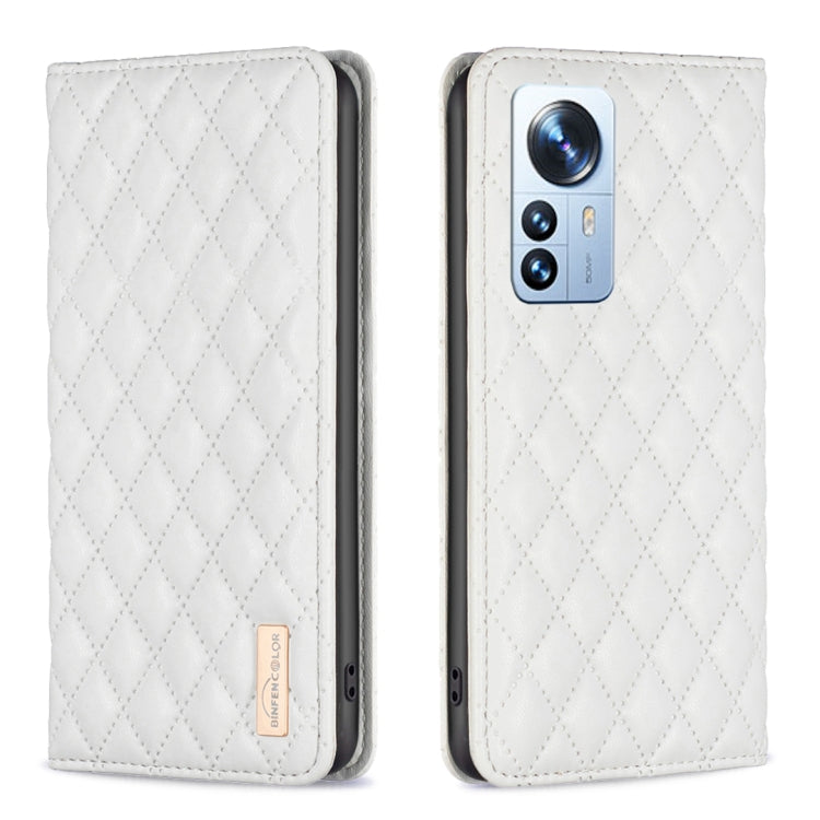 For Xiaomi 12 Pro Diamond Lattice Magnetic Leather Flip Phone Case