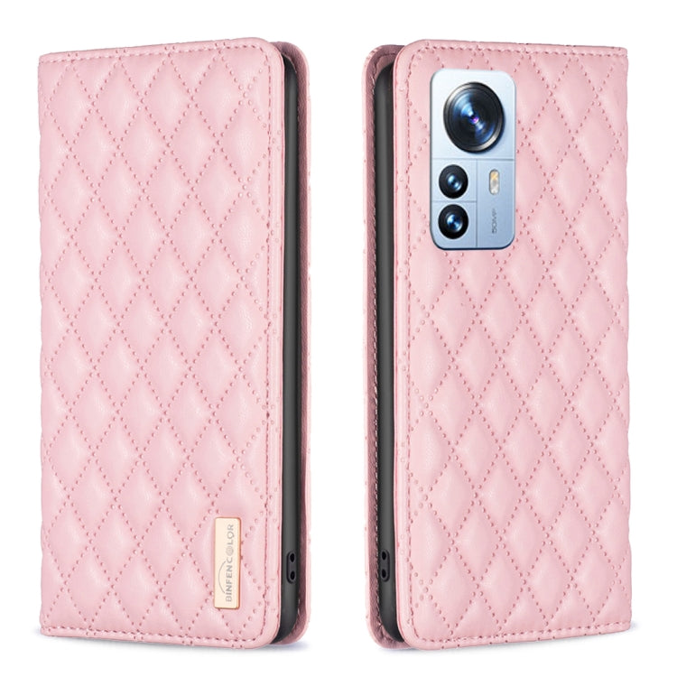 For Xiaomi 12 Pro Diamond Lattice Magnetic Leather Flip Phone Case