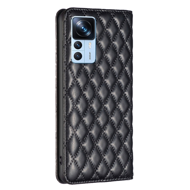 For Xiaomi 12T / 12T Pro / Redmi K50 Ultra Diamond Lattice Magnetic Leather Flip Phone Case