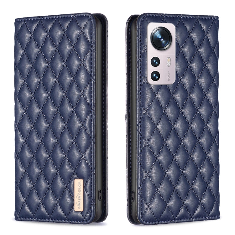 For Xiaomi 12 Diamond Lattice Magnetic Leather Flip Phone Case