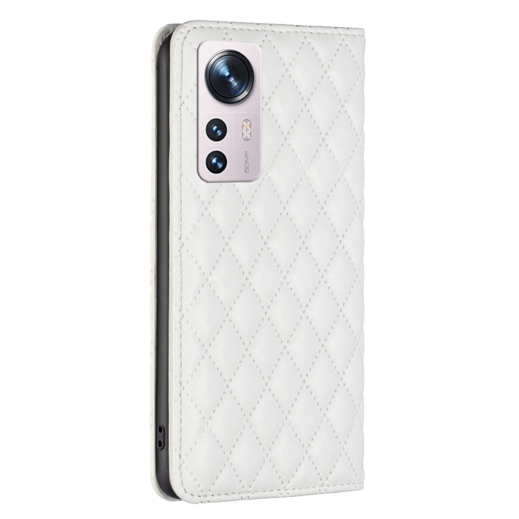 For Xiaomi 12 Diamond Lattice Magnetic Leather Flip Phone Case