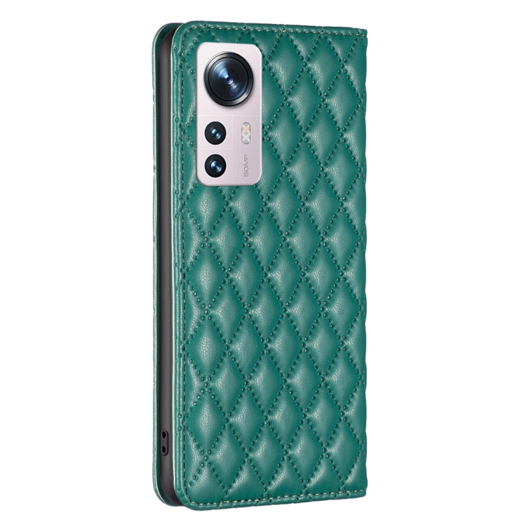 For Xiaomi 12 Diamond Lattice Magnetic Leather Flip Phone Case