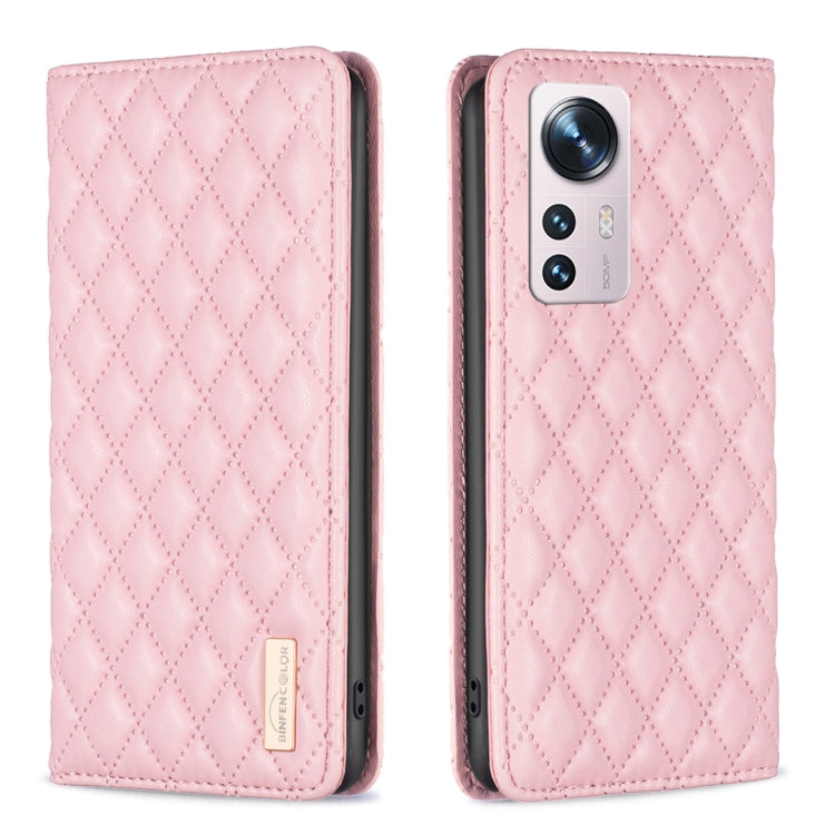 For Xiaomi 12 Diamond Lattice Magnetic Leather Flip Phone Case