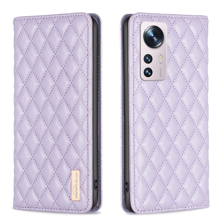 For Xiaomi 12 Diamond Lattice Magnetic Leather Flip Phone Case