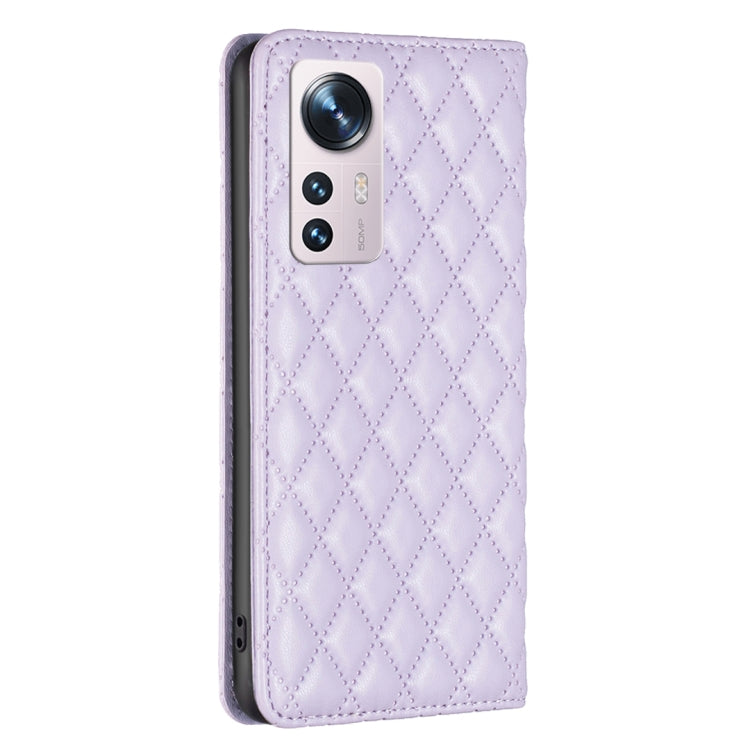 For Xiaomi 12 Diamond Lattice Magnetic Leather Flip Phone Case