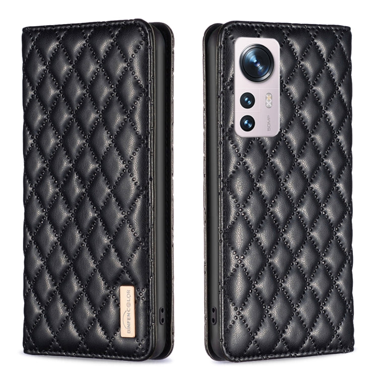 For Xiaomi 12 Diamond Lattice Magnetic Leather Flip Phone Case