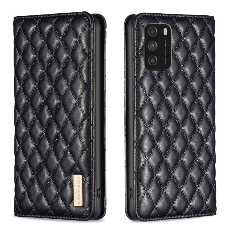 For Xiaomi Poco M3 Diamond Lattice Magnetic Leather Flip Phone Case