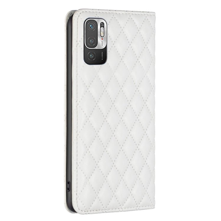 For Xiaomi Poco M3 Pro Diamond Lattice Magnetic Leather Flip Phone Case