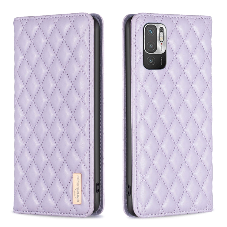 For Xiaomi Poco M3 Pro Diamond Lattice Magnetic Leather Flip Phone Case