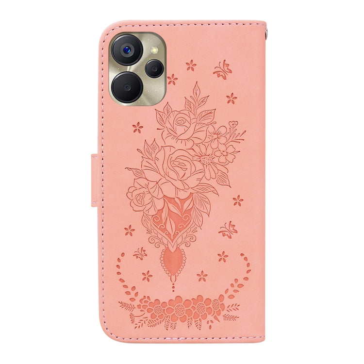 For Realme 9i 5G Butterfly Rose Embossed Leather Phone Case