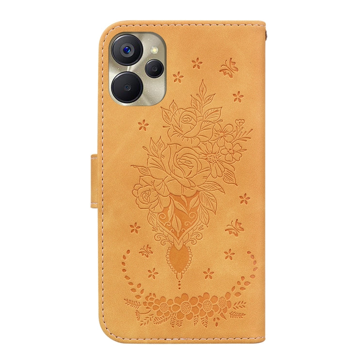 For Realme 9i 5G Butterfly Rose Embossed Leather Phone Case