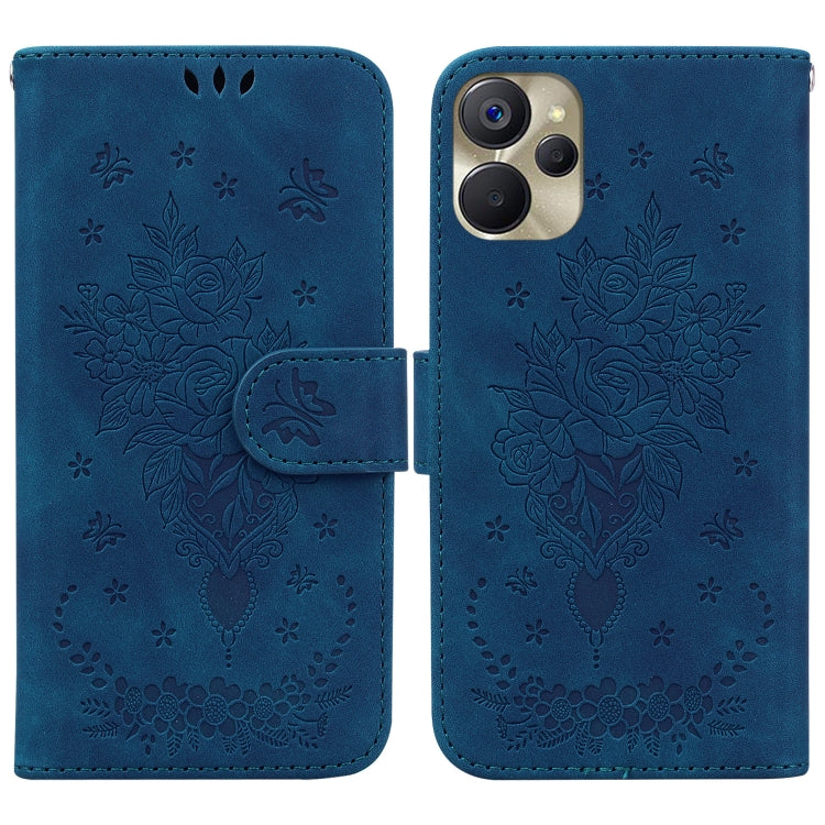 For Realme 9i 5G Butterfly Rose Embossed Leather Phone Case