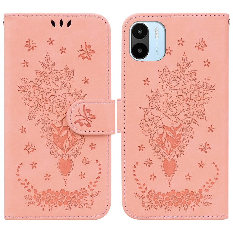 For Xiaomi Redmi A1 Butterfly Rose Embossed Leather Phone Case