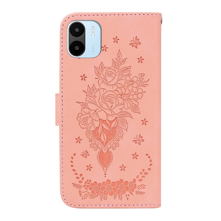 For Xiaomi Redmi A1 Butterfly Rose Embossed Leather Phone Case