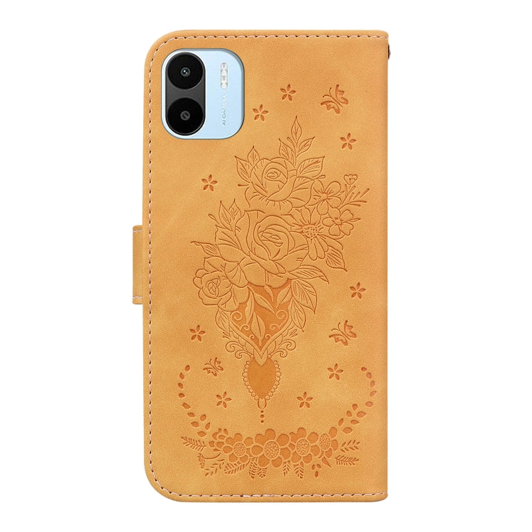 For Xiaomi Redmi A1 Butterfly Rose Embossed Leather Phone Case