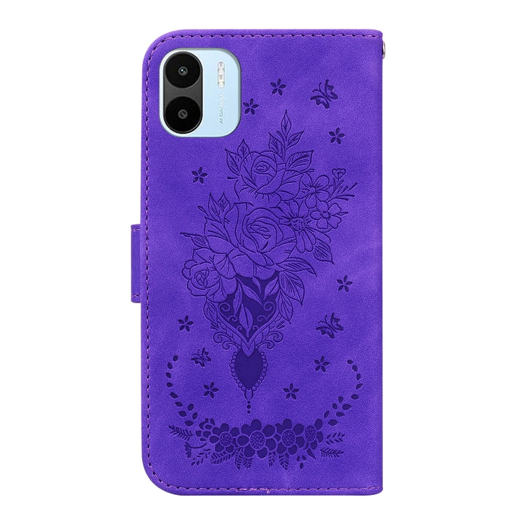 For Xiaomi Redmi A1 Butterfly Rose Embossed Leather Phone Case