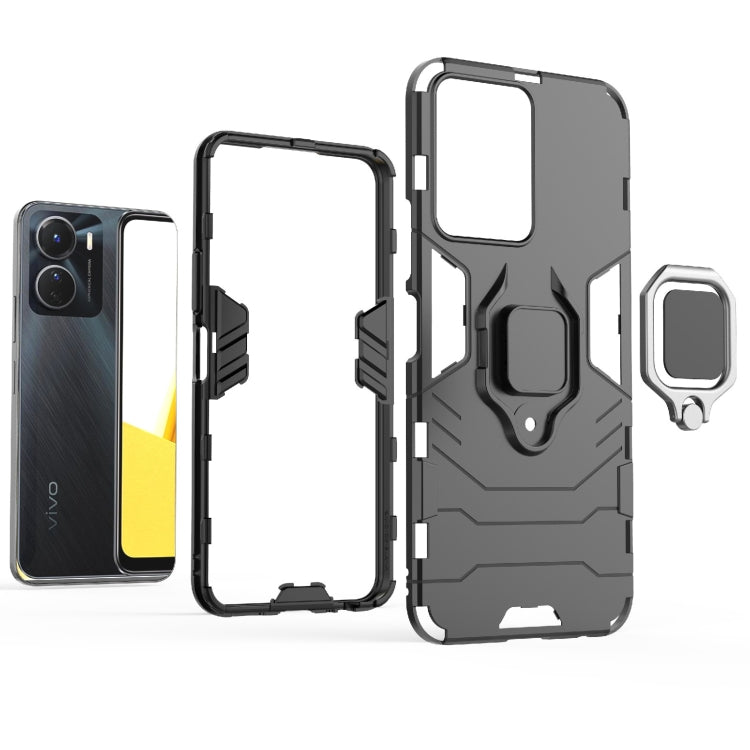 For vivo Y16 PC + TPU Shockproof Protective Phone Case with Magnetic Ring Holder