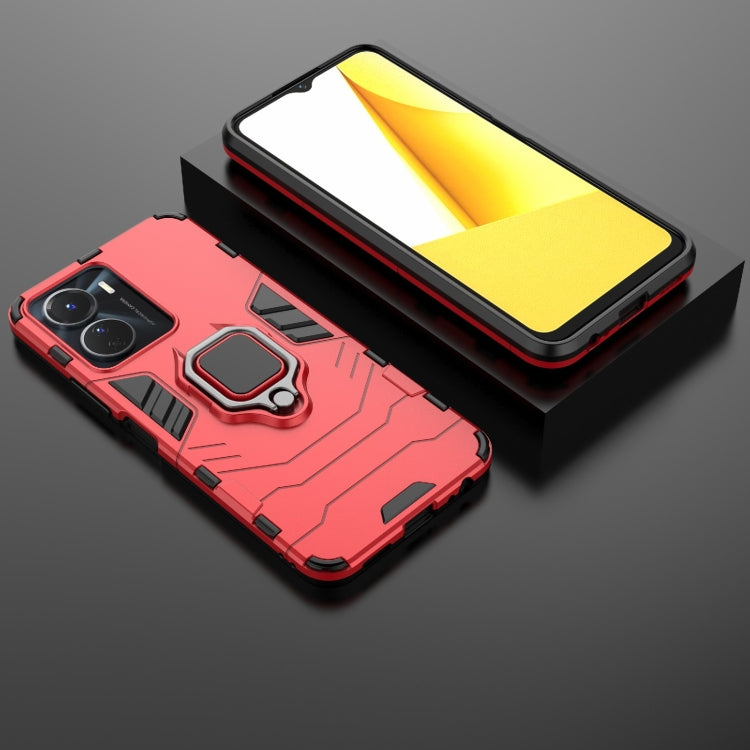 For vivo Y16 PC + TPU Shockproof Protective Phone Case with Magnetic Ring Holder