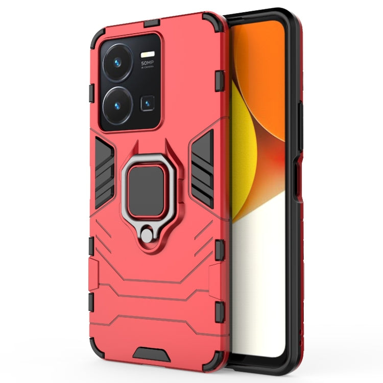 For vivo Y35 4G PC + TPU Shockproof Protective Phone Case with Magnetic Ring Holder