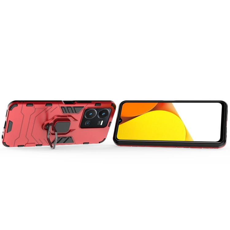 For vivo Y35 4G PC + TPU Shockproof Protective Phone Case with Magnetic Ring Holder