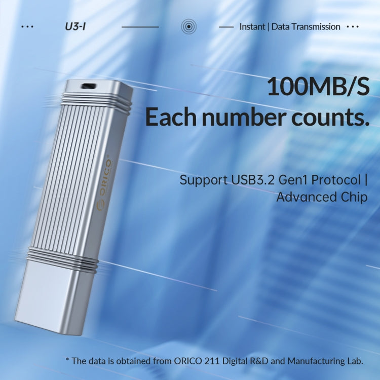 ORICO 128GB USB-A USB3.2 Gen1 USB Flash Drive, Read 260MB/s, Write 50MB/s (Silver)