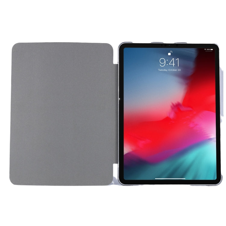 For iPad Pro 12.9 (2020) TPU Silk Texture Three-fold Horizontal Flip Leather Tablet Case with Holder