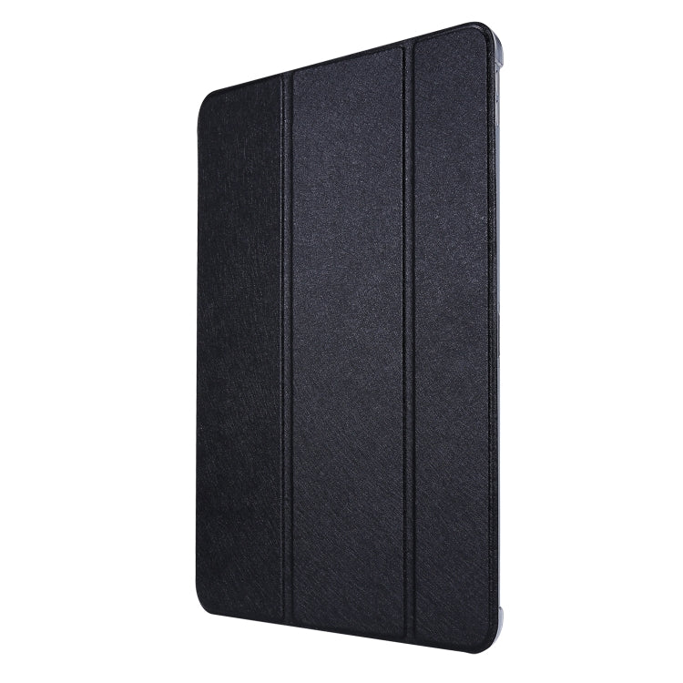 For iPad Pro 12.9 (2020) TPU Silk Texture Three-fold Horizontal Flip Leather Tablet Case with Holder