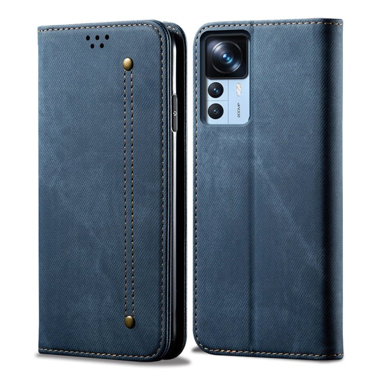 For Xiaomi 12T/12T Pro/Redmi K50 Ultra Denim Texture Horizontal Flip Leather Phone Case