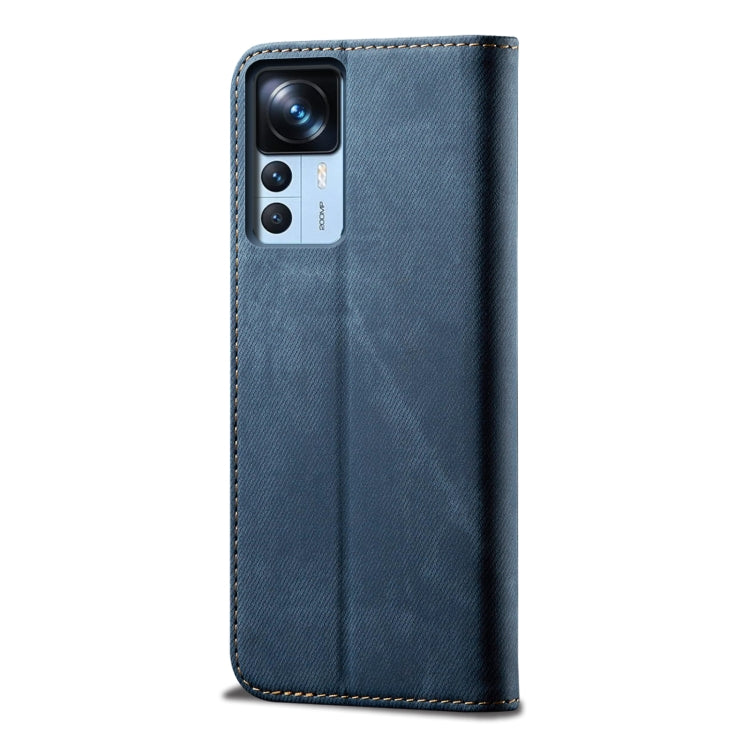 For Xiaomi 12T/12T Pro/Redmi K50 Ultra Denim Texture Horizontal Flip Leather Phone Case