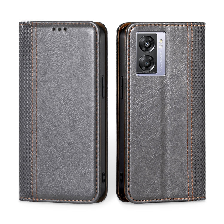 For OPPO K10 5G Global Grid Texture Magnetic Flip Leather Phone Case
