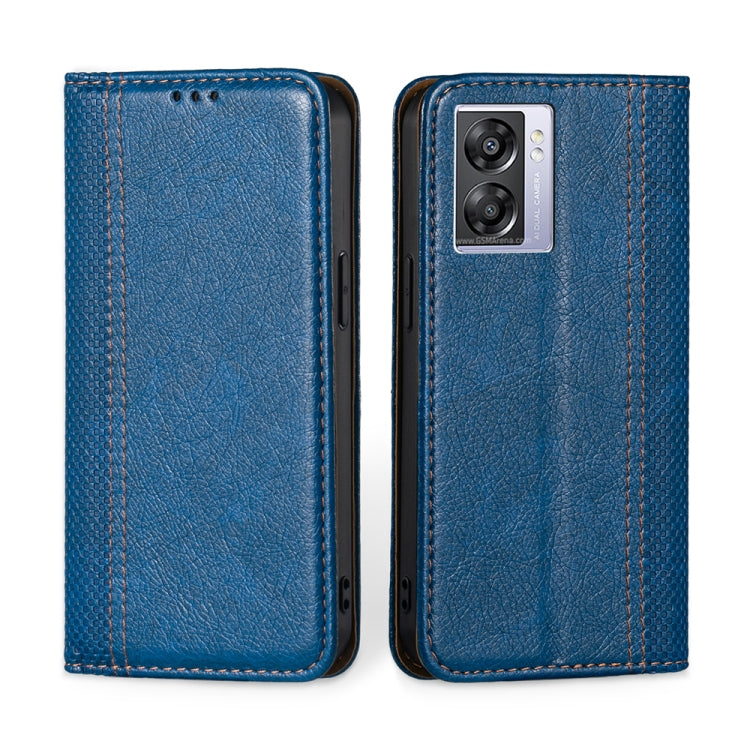 For OPPO K10 5G Global Grid Texture Magnetic Flip Leather Phone Case