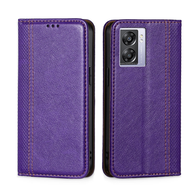 For OPPO K10 5G Global Grid Texture Magnetic Flip Leather Phone Case